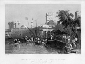 Ein Landeplatz in einem kleinen Hafen auf Rhodos, Griechenland, 1841