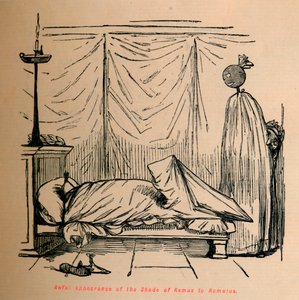 Schrecklicher Auftritt des Schattens von Remus zu Romulus von John Leech