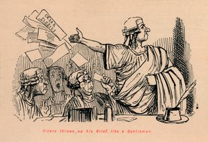 Cicero wirft sein Plädoyer wie ein Gentleman weg, 1852 von John Leech