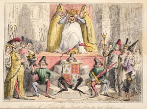 Krönung von Heinrich IV. (nach den besten Quellen), aus The Comic History of England, veröffentlicht 1864 (handkolorierte Radierung)