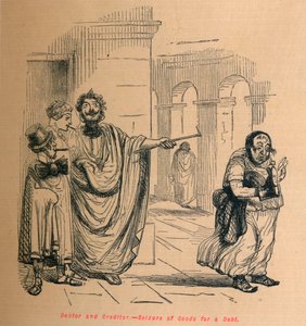 Schuldner und Gläubiger - Beschlagnahme von Waren für eine Schuld von John Leech