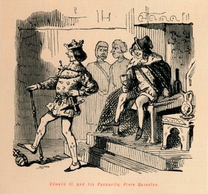 Edward II. und sein Favorit, Piers Gaveston, um 1860 von John Leech