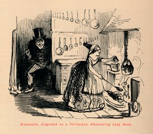 Gloucester, verkleidet als Polizist, entdeckt Lady Anne von John Leech