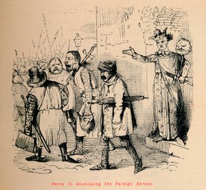 Heinrich II. entlässt die ausländischen Barone, um 1860 von John Leech