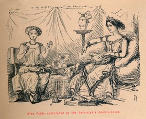 Miss Fabia erstaunt über das Doppelschlagen der Patrizier, 1852 von John Leech