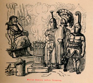 Mucius Scaevola vor Porsenna, 1852 von John Leech