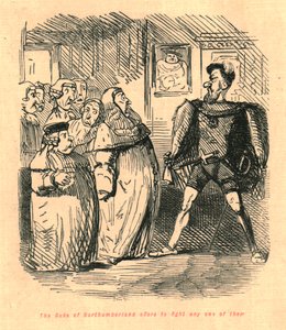 Der Herzog von Northumberland bietet an, gegen jeden von ihnen zu kämpfen von John Leech