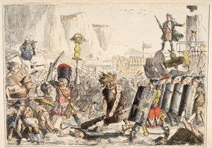 Die Landung von Julius Caesar, aus The Comic History of England, veröffentlicht 1864 (handkolorierte Radierung) von John Leech