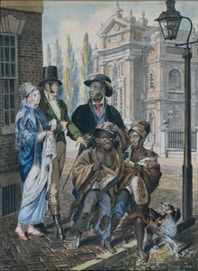 Weltliche Leute befragen Schornsteinfeger und ihren Meister vor der Christ Church..., 1811-ca. 1813