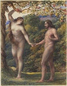 Eva bietet Adam die verbotene Frucht an (1830-35) von John Linnell