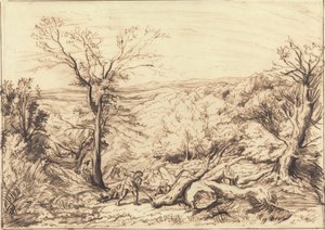 Holzfäller in einem Wald von John Linnell