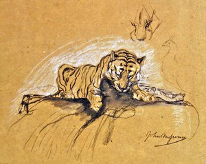 Tigerin beim Fressen, ca. 1875 von John Macallan Swan
