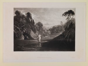 Eva am Brunnen (Buch 4, Zeile 453), aus „Das verlorene Paradies“ von John Martin