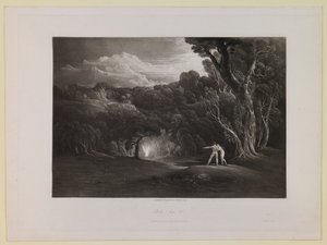 Paradies - mit dem Herannahen des Erzengels Raphael (Buch 5, Zeile 308), aus „Das verlorene Paradies“ von John Martin