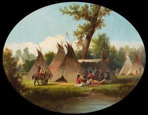 Assiniboin-Lager am oberen Missouri, um 1870
