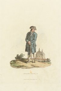 England - Platte 12. Ein Greenwich-Pensionär mit Holzbein, der sich auf einen Stock stützt von John Murray