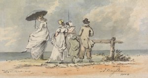 In Brighton, 1804: Drei Frauen, Kind und Mann schauen aufs Meer von John Nixon