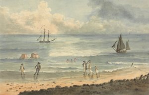 Am Strand von Brighton: Figuren, die am Ufer spazieren