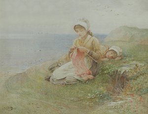 Mädchen beim Stricken
