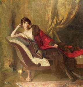 Gräfin Michael Karolyi, liegend auf einem Diwan, 1918