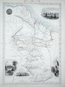 Britisch-Guayana, aus einer Serie von Weltkarten veröffentlicht von John Tallis & Co., New York & London