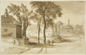 Ansicht in der Nähe von Mardyke, Limekiln Lane Glasshouse, von der Südseite des Hafens, ca. 1820 von John Reverend Eden