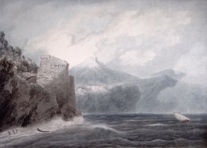 Das Schloss von Salerno, nahe Cetara (Aquarell auf Papier) von John Robert Cozens