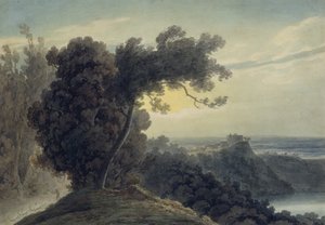 Der See von Albano und Schloss Gandolfo, ca. 1783-85 von John Robert Cozens