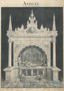 Ashley Kirche - Ashley Grabmal: Feder- und Waschzeichnung, nd [?19. Jh.] von John Robert Fernyhough