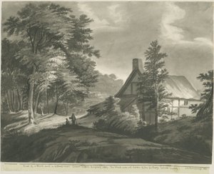 Rugeley - Cottage in der Nähe von Etchinghill: dunkle Sepia-Waschzeichnung, 1835 von John Robert Fernyhough