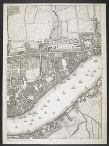 Plan von London, Ratcliff Highway, Upper Shadwell Road, ein Plan der Städte London und Westminster und des Stadtteils Southwark; aus einer tatsächlichen Vermessung, erstellt von JOHN ROCQUE, Landvermesser, und graviert von John Pine von John Rocque