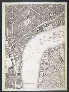Plan von London, The Strand, Westminster Bridge, ein Plan der Städte London und Westminster und des Stadtteils Southwark; aus einer tatsächlichen Vermessung, erstellt von JOHN ROCQUE, Landvermesser, und graviert von John Pine von John Rocque