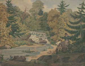 Ansicht der zweiten Wasserfälle am Sawkill River, ca. 1840