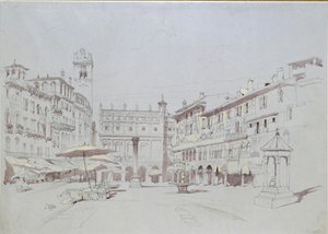 Studie für Detail der Piazza delle Erbe, Verona