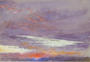 Studie der Morgendämmerung: lila Wolken, März 1868 von John Ruskin
