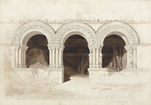 Bögen auf der Westseite des Kreuzgangs von St. Georges de Boscherville, in der Nähe von Rouen, Normandie von John Sell Cotman