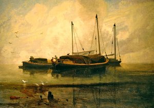 Boote vor Anker, Bladon Water, Norfolk von John Sell Cotman