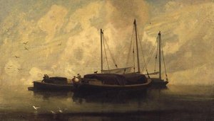 Boote vor Anker auf Breydon Water, ca. 1810 von John Sell Cotman