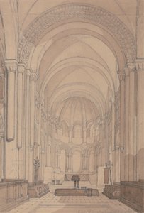 Ostende der Abteikirche Saint Georges de Bocherville, in der Nähe von Rouen, Normandie von John Sell Cotman