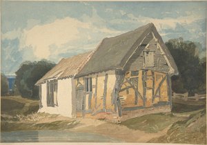 Bauernhofgebäude an einem Teich von John Sell Cotman