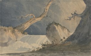Wasserfall in einer trostlosen Landschaft