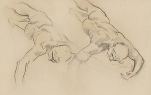 Studie einer der Stunden (dritte Figur von links, gedreht) für Apollo in seinem Wagen mit den Stunden, Wandgemälde, Treppe, Museum of Fine Arts, Boston von John Singer Sargent