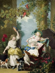 Ihre Königlichen Hoheiten die Prinzessinnen Mary (1776-1857), Sophia (1777-1848) und Amelia (1783-1810), graviert von Francesco Bartolozzi (1727-1815), veröffentlicht vom Künstler, 1792 (Punktstich) von John Singleton Copley