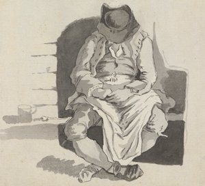 Studie eines schlafenden Mannes auf einer Bank von John Taylor