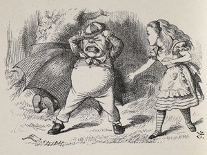 Alice mit wütendem Tweedledum und verstecktem Tweedledee