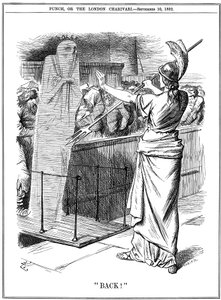 Britannia hält Cholera an britischen Häfen zurück von John Tenniel