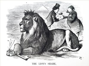 Die britische Regierung autorisiert die Rothschilds, Anteile am Suezkanal zu kaufen von John Tenniel