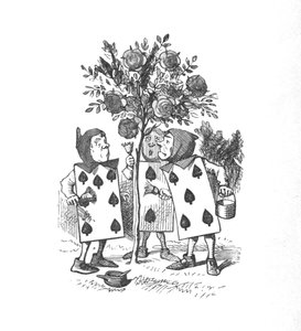 Die Spielkarten malen die Rosenbüsche, 1889 von John Tenniel