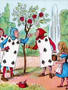 Die Spielkarten bemalen die Rosenbüsche, ca. 1910 von John Tenniel