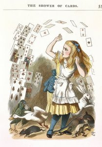Der Kartenregen. Illustration für Alice im Wunderland von Lewis Carroll